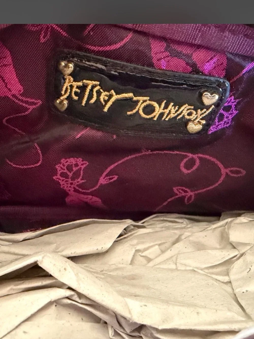 Betsey Johnson Black Floral & Leopard Print Cosmetic Bag